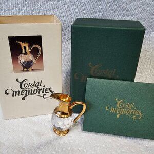 SWAROVSKI CRYSTAL MEMORIES MINIATURE CRYSTAL PITCHER W/ ORIGINAL BOOK AND BOX